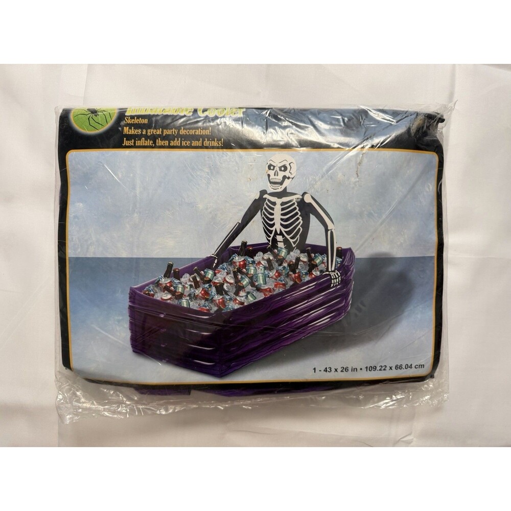 Vintage Skeleton Inflatable Coffin Cooler Halloween 43x26 NEW Drink Ice Party